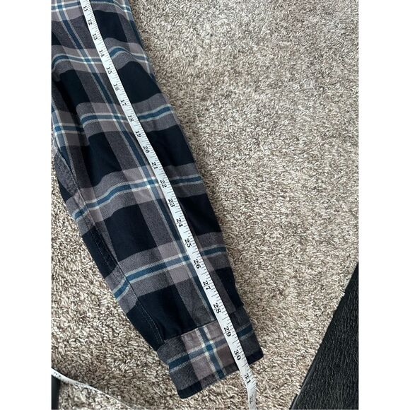 L.L. Bean Men’s L Fleece-Lined Flannel Shirt Traditional Fit Plaid Shacket Black - Picture 10 of 13